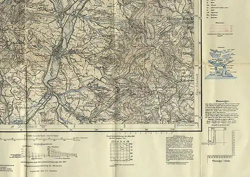 Landkarte Hessen Odenwald Lindenfels Schlierbch Fürth Zotzenbach 1940