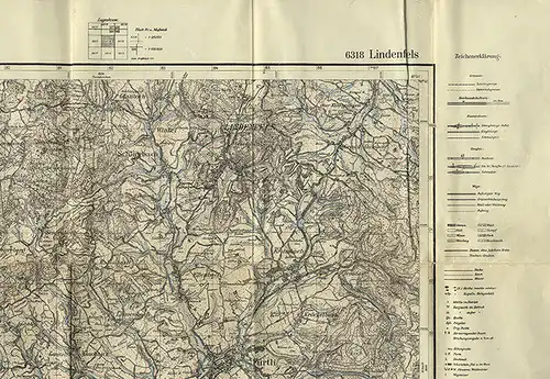 Landkarte Hessen Odenwald Lindenfels Schlierbch Fürth Zotzenbach 1940