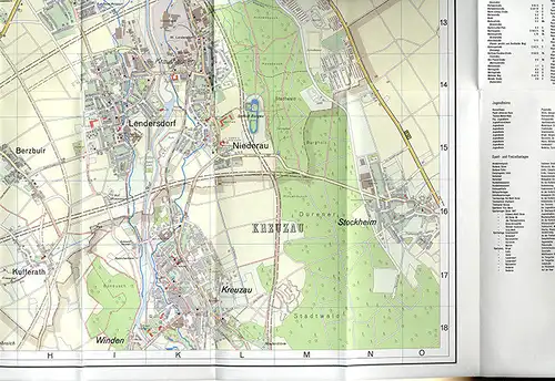 Rheinland Düren Stadtplan mit Vororten Merken Kreuzau Hoven Birgel 1970