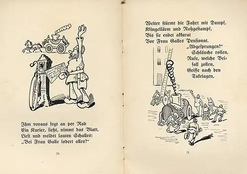 Hans und Heinz zwei Bösewichter vor dem Richter Bilderbuch Posse Comic um 1900