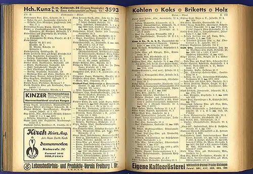 Baden Schwarzwald Handel Wirtschaft Einwohner Adressbuch Freiburg 1933