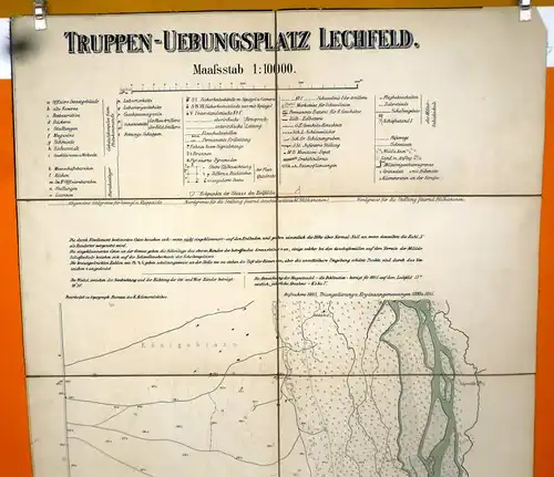 Bayern Militär Geschichte Truppen Übungsplatz Lechfeld alte Karte 1895