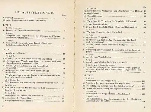 Deutschland Biologie Ornithologie Vögel Vogelschutz Taschenbuch 1957