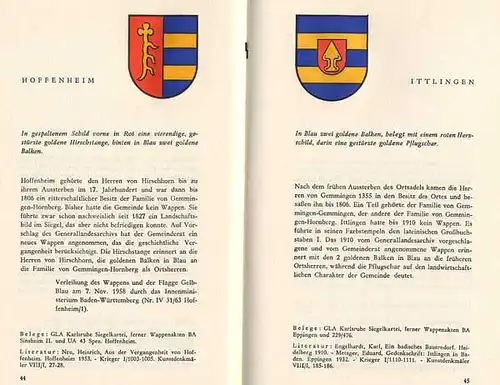 Baden Mittelalter Geschichte Heraldik Landkreis Sinsheim Wappenbuch 1960