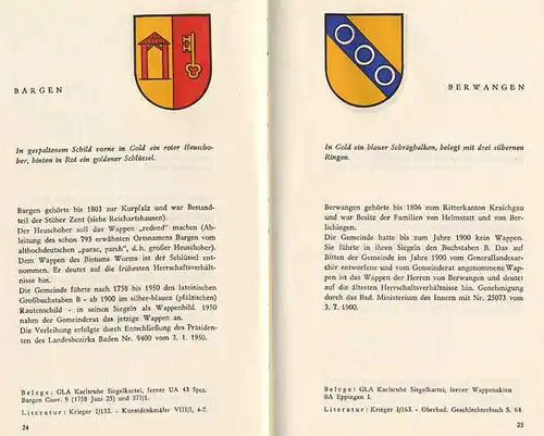 Baden Mittelalter Geschichte Heraldik Landkreis Sinsheim Wappenbuch 1960