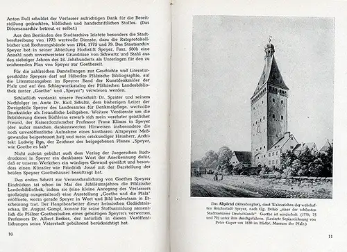 Rheinland Pfalz Goethe in Speyer Stadt Geschichte Stadtplan 1949