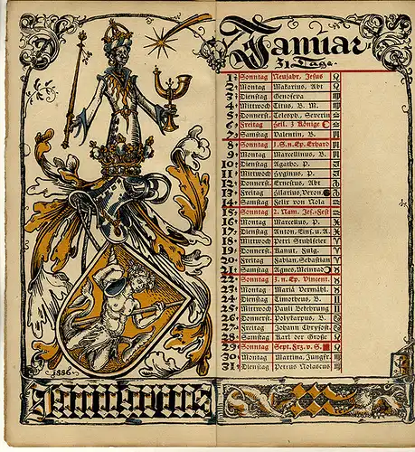 München Wappen Kalender Deutscher Adel Königreich Bayern Familie 1888
