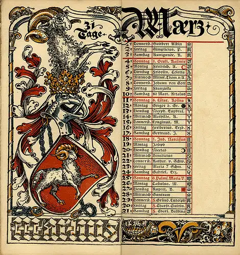München Wappen Kalender Deutscher Adel Königreich Bayern Familie 1888