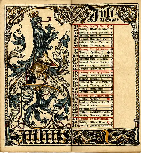 München Wappen Kalender Deutscher Adel Königreich Bayern Familie 1888