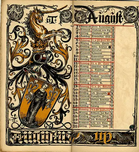München Wappen Kalender Deutscher Adel Königreich Bayern Familie 1888