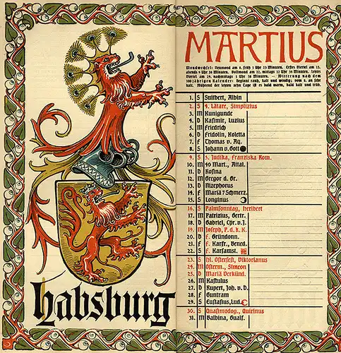 München Wappen Kalender Deutscher Adel Großherzogtum Sachsen Weimar 1904