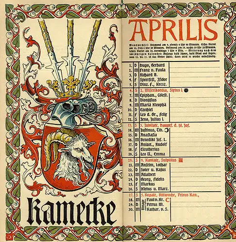 München Wappen Kalender Deutscher Adel Großherzogtum Sachsen Weimar 1904