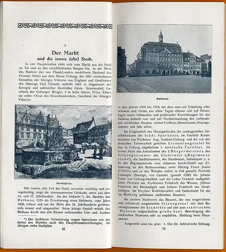 Bayern Franken Coburg Stadt Veste Bäder Geschichte Führer Stadtplan 1928