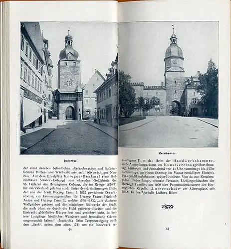 Bayern Franken Coburg Stadt Veste Bäder Geschichte Führer Stadtplan 1928
