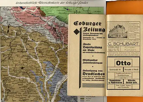 Bayern Franken Coburg Stadt Veste Bäder Geschichte Führer Stadtplan 1928