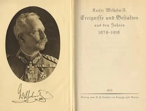 Deutschland Adel Kaiser Wilhelm Geschichte Politik Memoiren Buch 1922