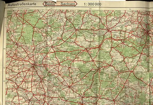 Alte Landkarte Pieper Auto Straßen Karte Berlin Sachsen Dresden Cottbus 1930