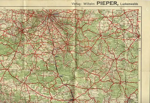 Alte Landkarte Pieper Auto Straßen Karte Berlin Sachsen Dresden Cottbus 1930