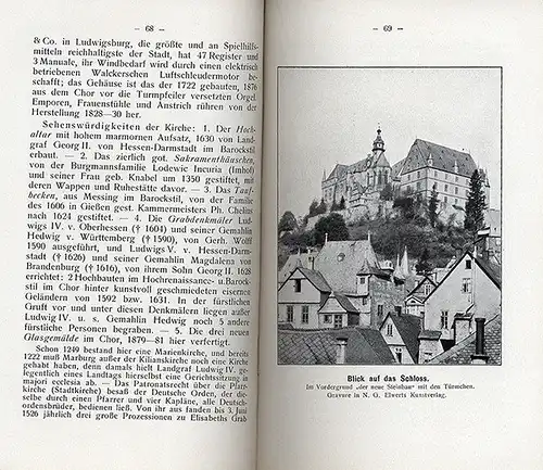 Hessen Marburg Schloss Universität Pharus Stadtplan Jugendstil Reiseführer 1914