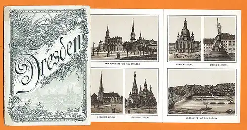 Sachsen Dresden Elbe Bilder Leporello Album Einband 1902