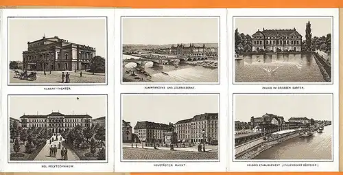 Sachsen Dresden Elbe Bilder Leporello Album Einband 1902