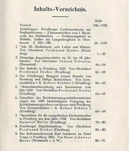 Hessen Wetterau Friedberg Stadt Geschichte Mittelalter Krieg 1866 Buch 1911