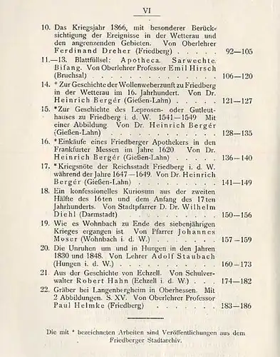 Hessen Wetterau Friedberg Stadt Geschichte Mittelalter Krieg 1866 Buch 1911