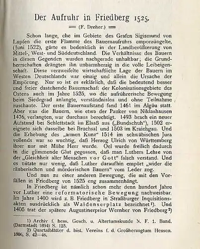 Hessen Wetterau Friedberg Stadt Geschichte Mittelalter Krieg 1866 Buch 1911