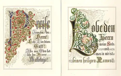 Kunst Grafik Religion Buchstaben Psalmen Sprüche Arabesken Malerei Mappe 1870