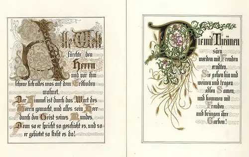 Kunst Grafik Religion Buchstaben Psalmen Sprüche Arabesken Malerei Mappe 1870