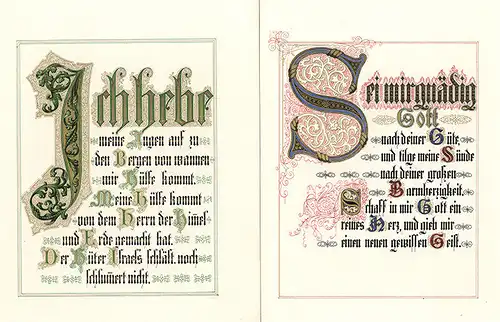Kunst Grafik Religion Buchstaben Psalmen Sprüche Arabesken Malerei Mappe 1870