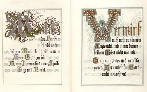 Kunst Grafik Religion Buchstaben Psalmen Sprüche Arabesken Malerei Mappe 1870