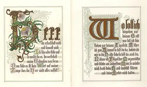 Kunst Grafik Religion Buchstaben Psalmen Sprüche Arabesken Malerei Mappe 1870