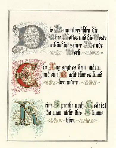 Kunst Grafik Religion Buchstaben Psalmen Sprüche Arabesken Malerei Mappe 1870