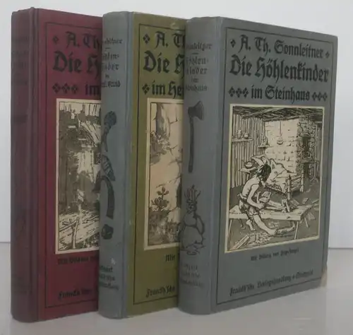 Sonnleitner Höhlenkinder Steinzeit Jugend Roman 3 Bände komplett 1922