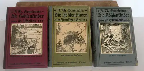 Sonnleitner Höhlenkinder Steinzeit Jugend Roman 3 Bände komplett 1922