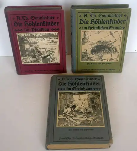 Sonnleitner Höhlenkinder Steinzeit Jugend Roman 3 Bände komplett 1922