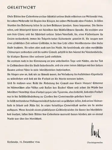 Baden Karlsruhe Stadt Geschichte Weltkrieg Bomben Zerstörung Gedenkmappe 1945