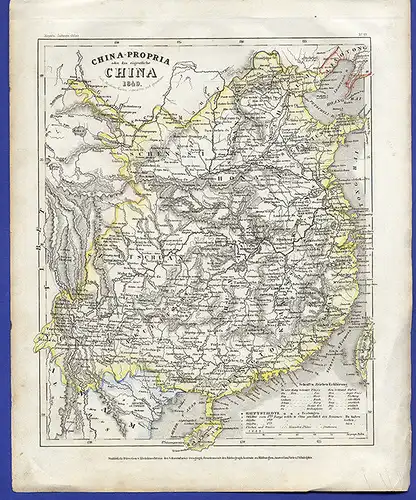 Asien Alte Landkarte China Propria Kleinknecht Schweinfurt 1849