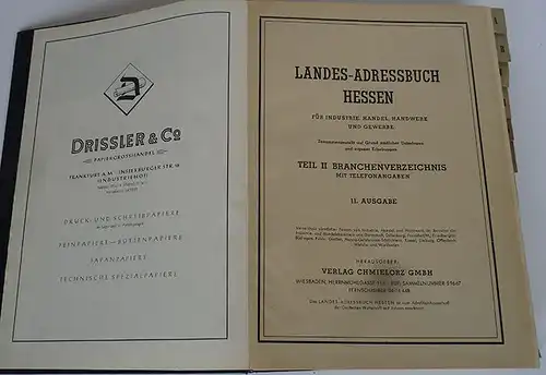 Landes Adressbuch Hessen Industrie Firmen Branchen Gewerbe 2 Teile komplett 1960