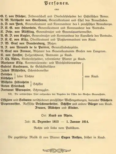 Rhein Kaub Goarshausen Befreiungskriege Blücher Rheinübergang Festspiel 1913