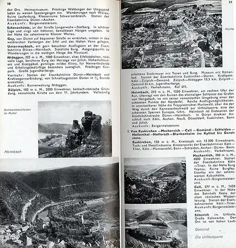 Aachen Adenau Bitburg Malmedy Düren Prüm Wittlich Daun Eifel Verkehrsbuch 1930