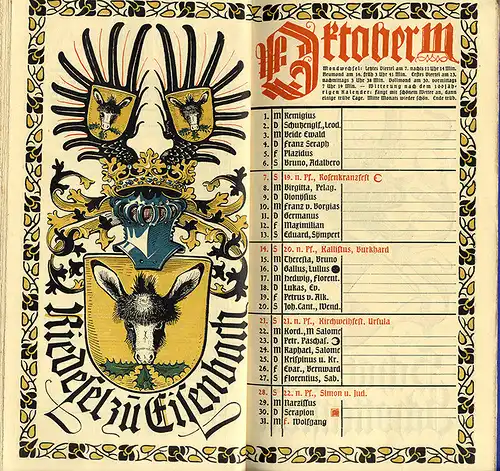 München Wappen Kalender Deutscher Adel Fürstentum Schaumburg Lippe 1917
