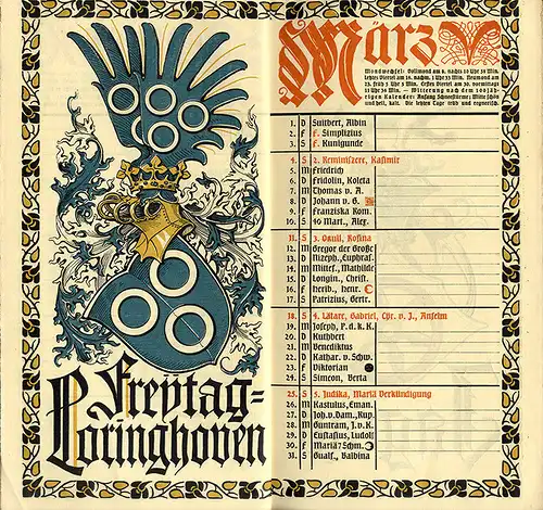 München Wappen Kalender Deutscher Adel Fürstentum Schaumburg Lippe 1917