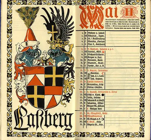München Wappen Kalender Deutscher Adel Fürstentum Schaumburg Lippe 1917