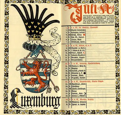 München Wappen Kalender Deutscher Adel Fürstentum Schaumburg Lippe 1917