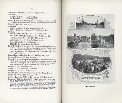 Württemberg Stuttgart Neckar Cannstadt Stadt Geschichte Führer Stadtplan 1908