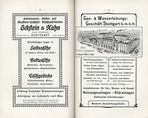 Württemberg Stuttgart Neckar Cannstadt Stadt Geschichte Führer Stadtplan 1908