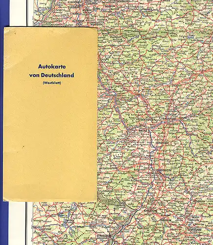 Bundesrepublik Deutschland Auto Verkehr Straßen Karte West Werbung 1957