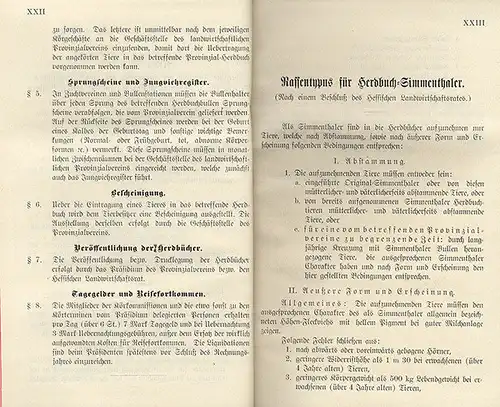Landwirtschaft Großherzogtum Hessen Herdbuch für Simmenthaler Vieh 1903